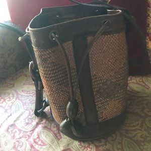 COPY - Leather and straw bucket bag